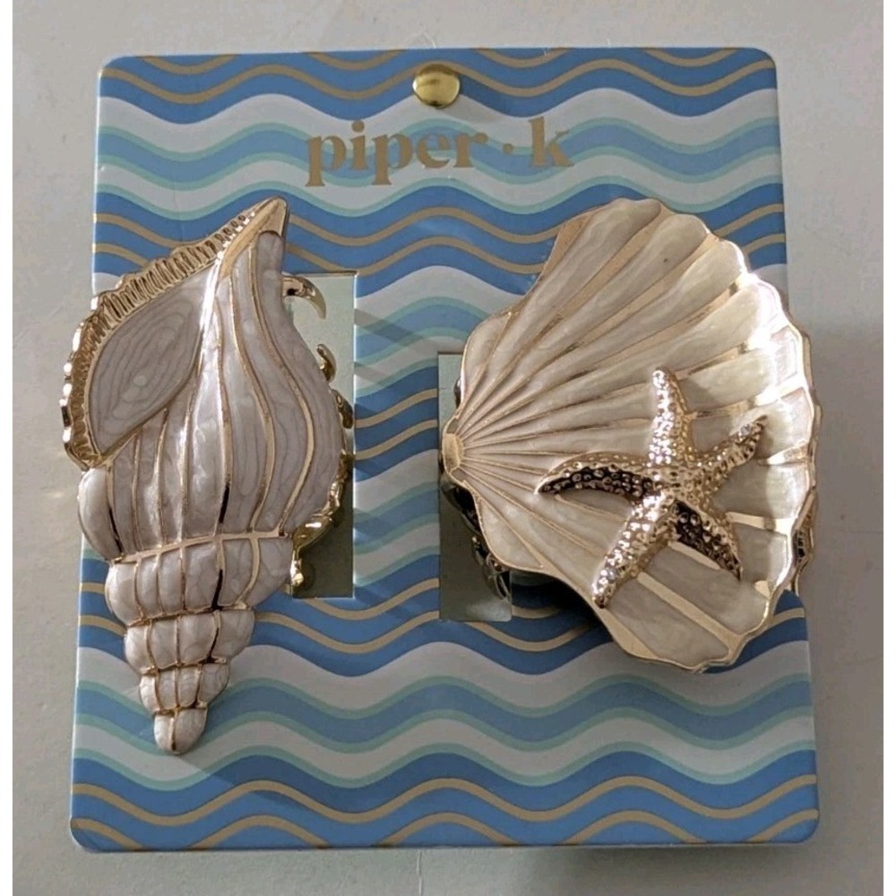 Piper K Seashell Concha Starfish Clam Shell Hair Claws Claw Clip Set Of 2 Clips - Picture 2 of 5